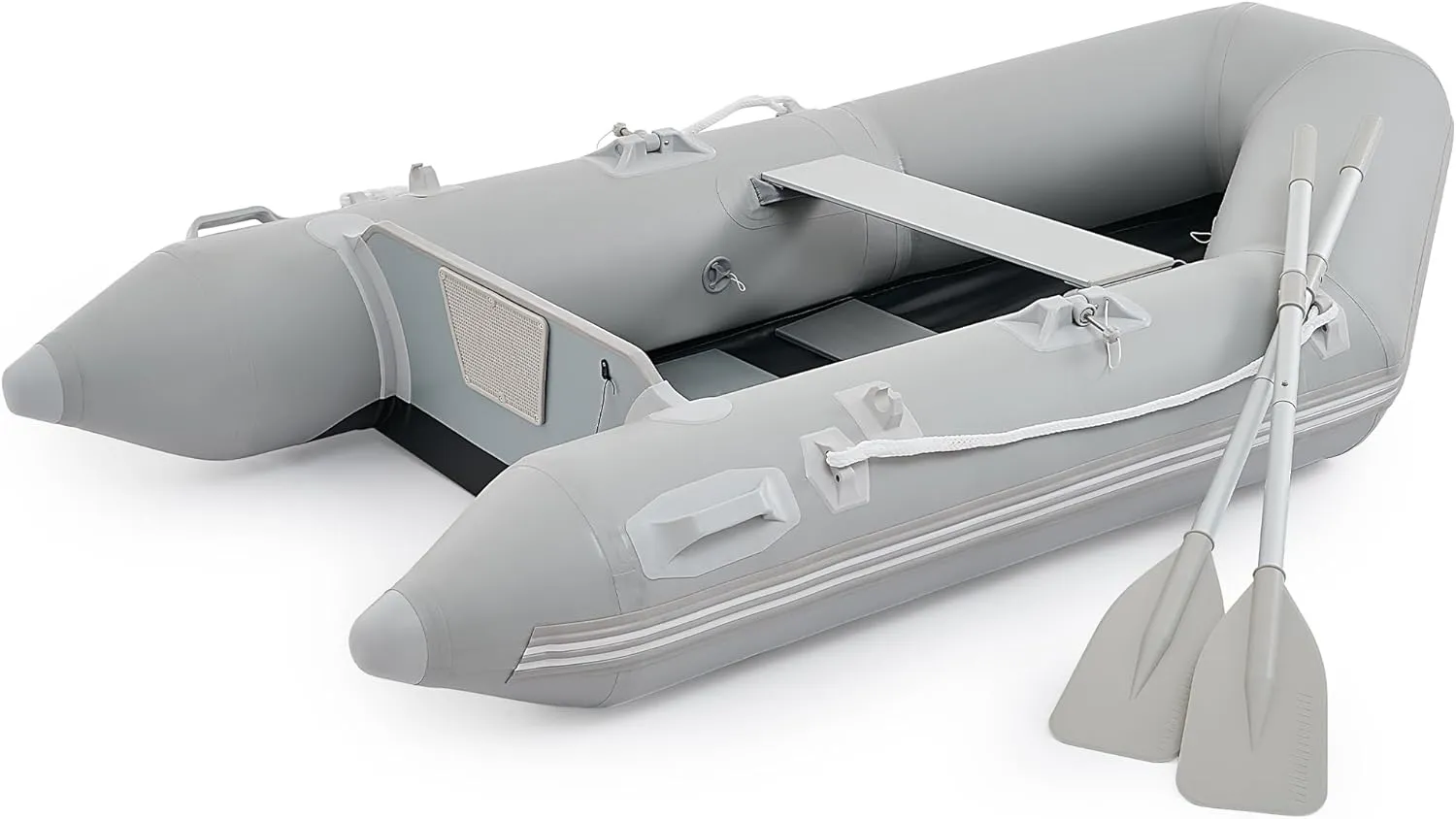 CO-Z 7.5ft Heavy Duty Inflatable Boat with Aluminum Floor & Oars - 2 Person 660lb Capacity Dinghy for Fishing/Towing | Includes Pump & Transom for Kayak, Lake & Ocean