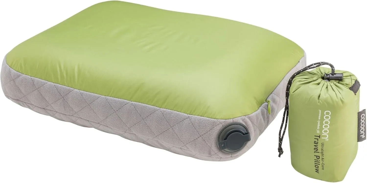 COCOON- Premium - Ultralight AirCore Pillow - Inflatable Camping and Travel Pillow - Full Size 16" x 22" (Wasabi Green)