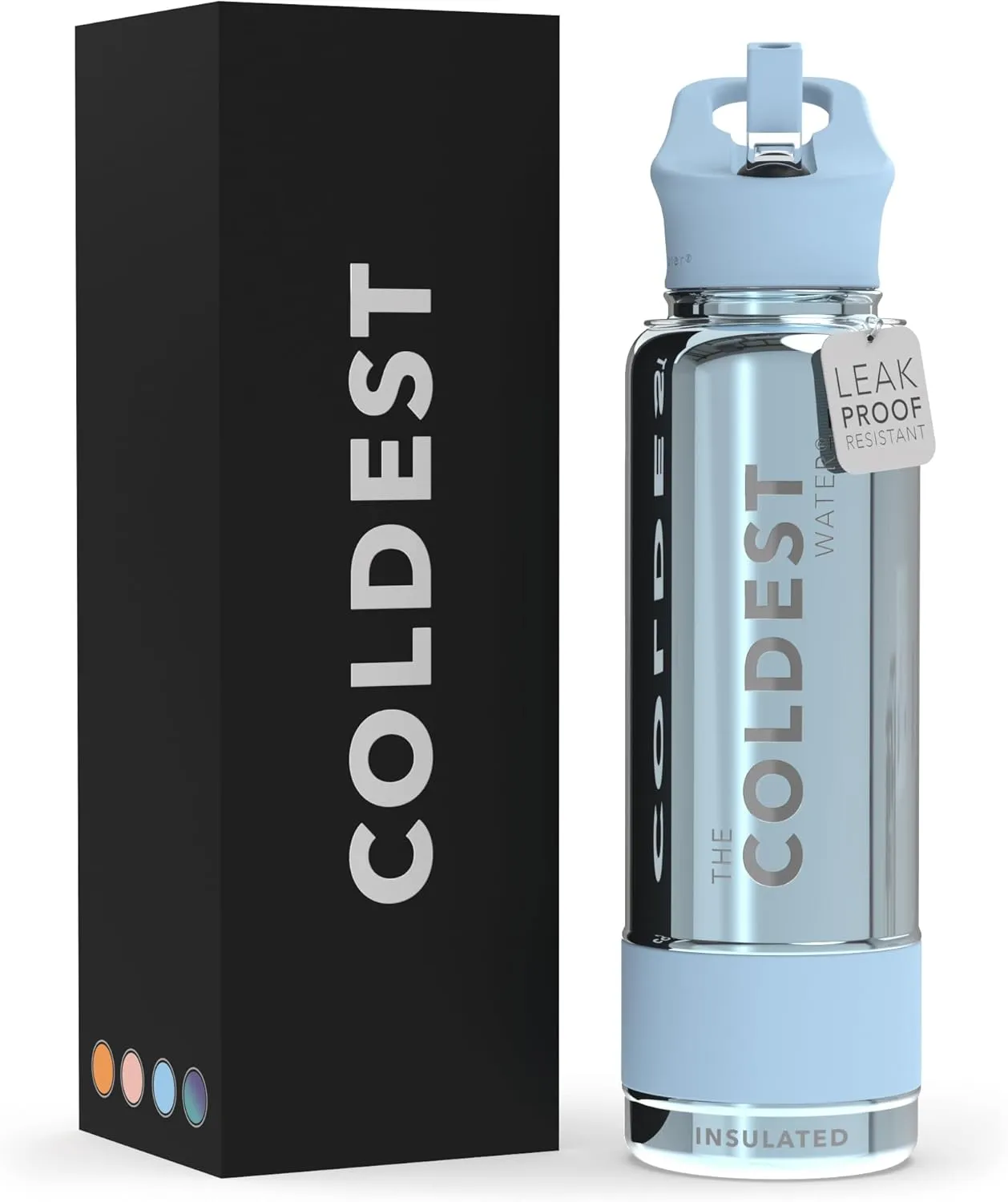Coldest Insulated Water Bottle with Straw Lid - Stainless Steel Metal Thermos for Men & Women (Blue Reflections, 40 oz)