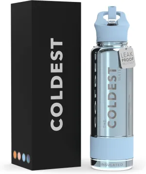 Coldest Insulated Water Bottle with Straw Lid - Stainless Steel Metal Thermos for Men & Women (Blue Reflections, 40 oz)
