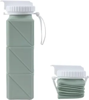 Collapsible Water Bottle 24oz (720ml) - Leakproof, BPA-Free, Portable & Reusable Travel Water Bottle for Hiking, Gym, Camping, Cycling (2nd Gen Upgraded Design) (green)