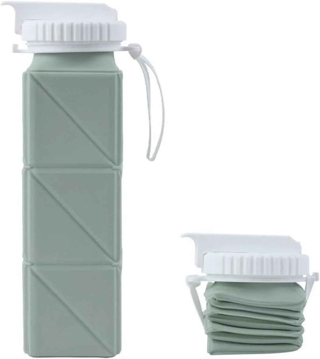 Collapsible Water Bottle 24oz (720ml) - Leakproof, BPA-Free, Portable & Reusable Travel Water Bottle for Hiking, Gym, Camping, Cycling (2nd Gen Upgraded Design) (green)