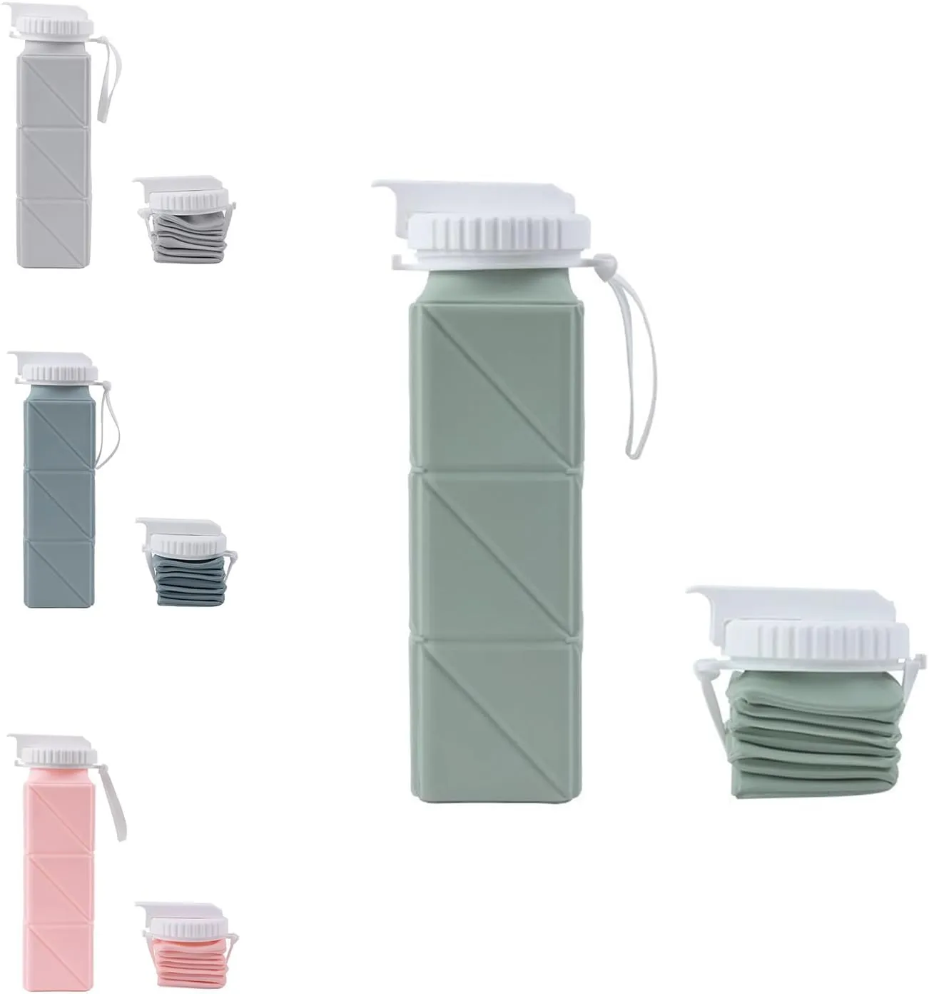 Collapsible Water Bottle 24oz (720ml) - Leakproof, BPA-Free, Portable & Reusable Travel Water Bottle for Hiking, Gym, Camping, Cycling (2nd Gen Upgraded Design) (green)