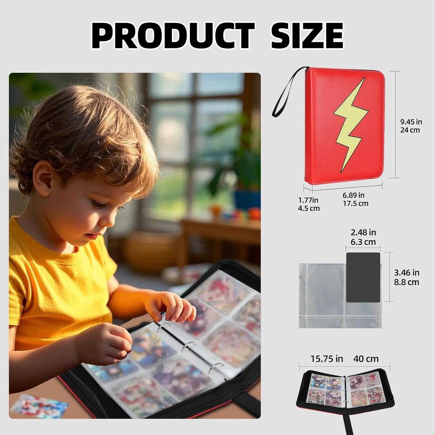 Collectible Trading Card Albums,4 Pocket Card Binder, 400 Double Sided Pocket PU Premium Zip Trading Collection Binderwith 50 Removable Sleeves, Card Folder forTCG, Sports Cards (Purple)