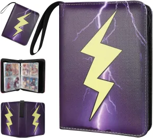 Collectible Trading Card Albums,4 Pocket Card Binder, 400 Double Sided Pocket PU Premium Zip Trading Collection Binderwith 50 Removable Sleeves, Card Folder forTCG, Sports Cards (Purple)