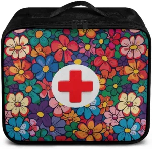 Color Hippie Flower Print First Aid Kit Bag Empty Medical Kit Medicine Storage Bag Trauma First Aid Bag Medkit，Idea for Travel Sports Hiking Camping Hunting Emergency Survival (Bag Only)