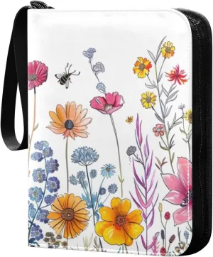 Colorful Botanical Card Binder, 400 Pockets Card Holder with 50 Sleeves, Sturdy Card Holder Folders for Game Cards & Sports Cards