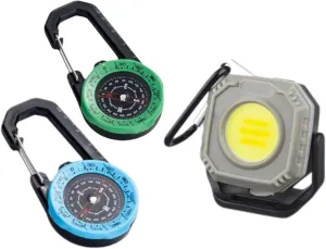 Compass Hiking Survival, Compass with a Scale for Men/Kids with Small and Practical Camping Light, Ideal for Hiking, Backpacking, Camping Accessory, Carabiner Compass and Light