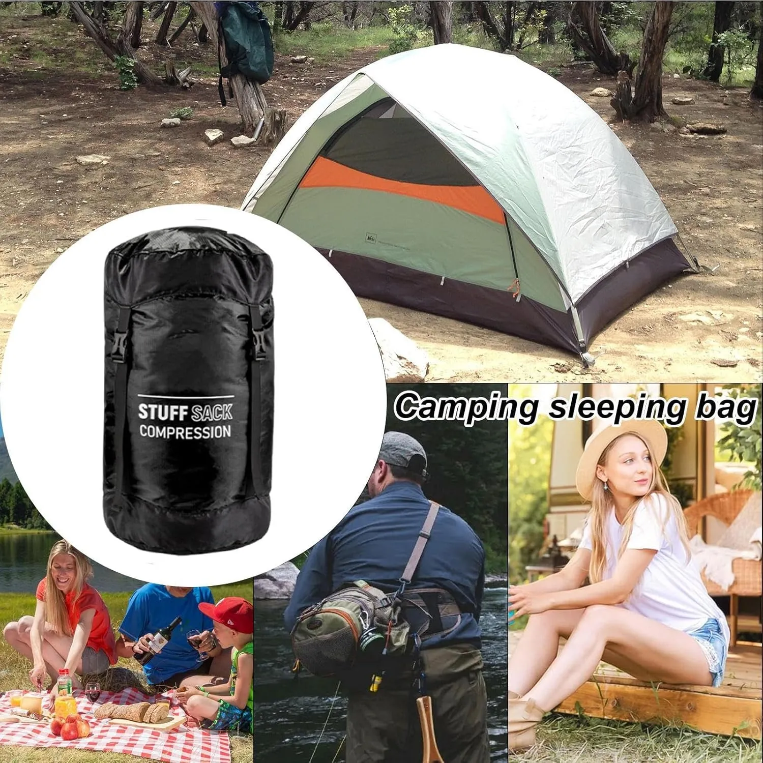 Compression Sack - Sleeping Bag Stuff, More Storage | Satchel Organizer Waterproof Camping Hiking Backpacking for Travel - Great Resting Cases Clothes Bushcraft, Space Saving Gear
