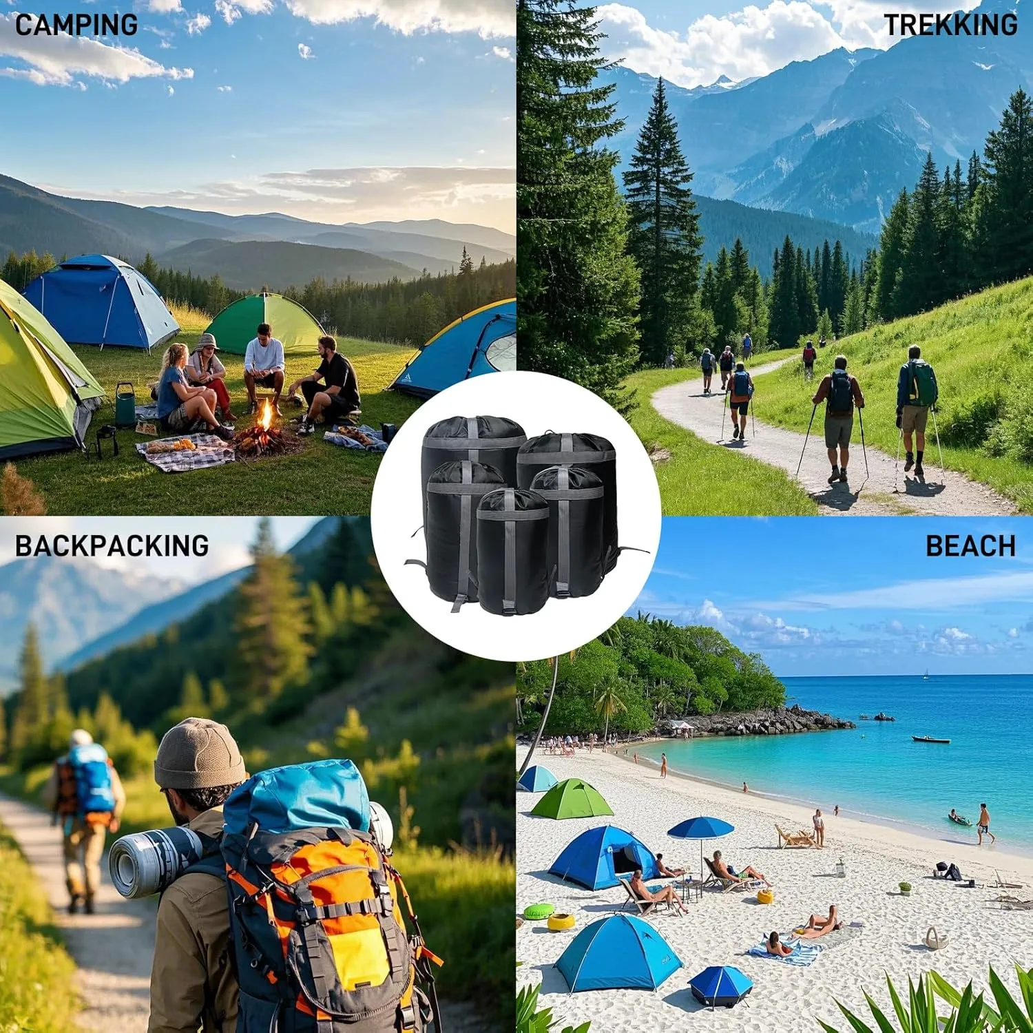 Compression Stuff Sack for Sleeping Bag, 11L/15L/20L/30L/40L Space Saving Storage Bags for Travel, Lightweight Waterproof Organizer for Camping Hiking Backpacking