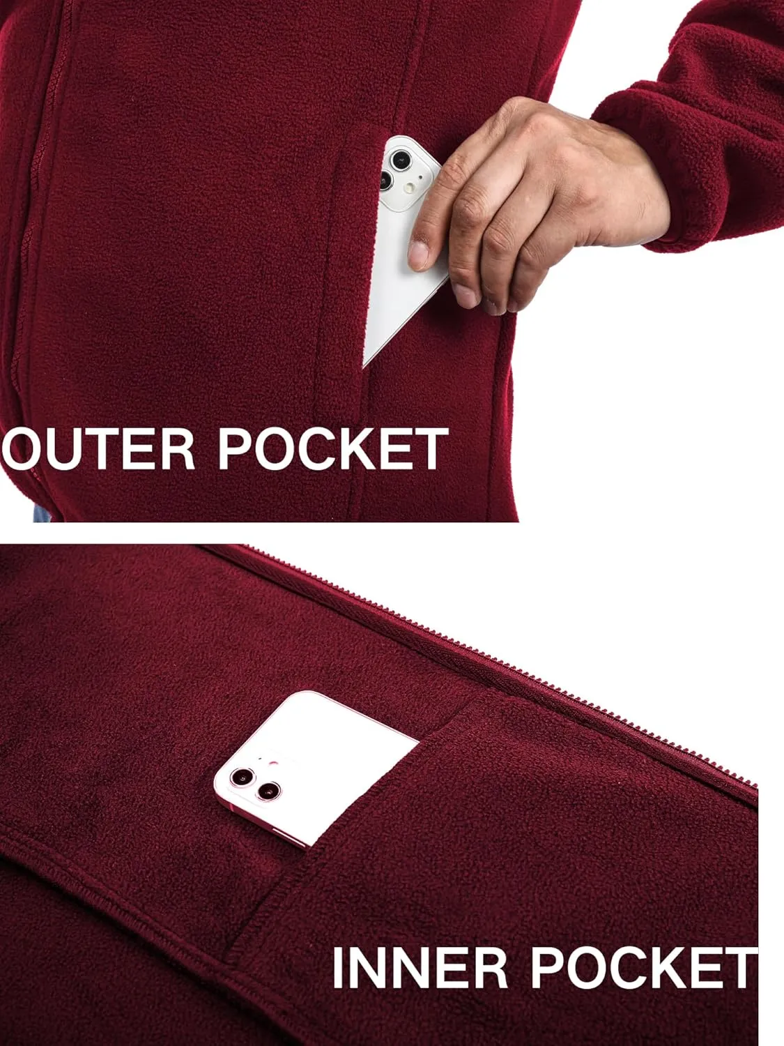 COOFANDY Men's Soft Polar Fleece Jacket Lightweight Full Zip Jackets Casual Outdoor Warm Jackets Coats with Pockets