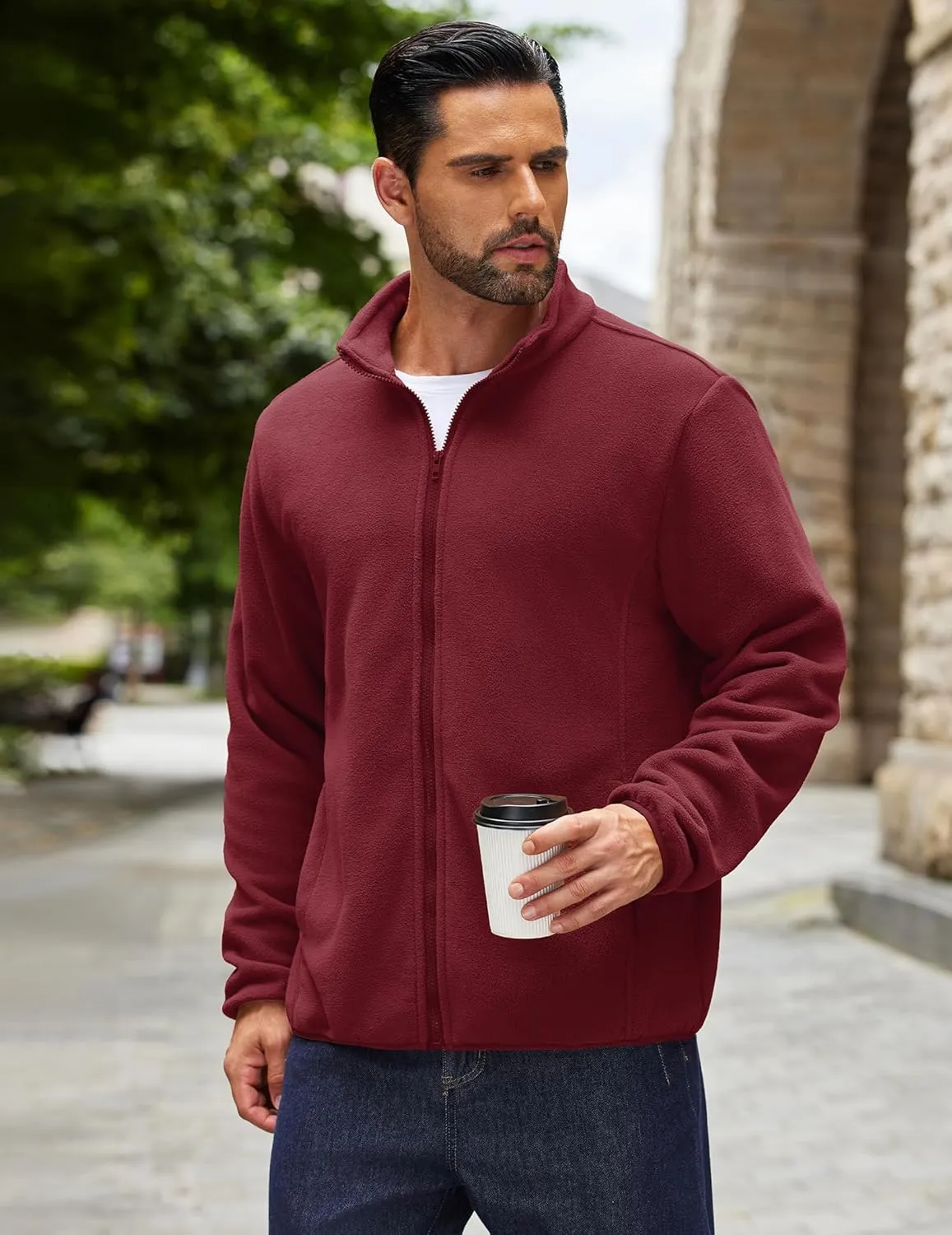 COOFANDY Men's Soft Polar Fleece Jacket Lightweight Full Zip Jackets Casual Outdoor Warm Jackets Coats with Pockets