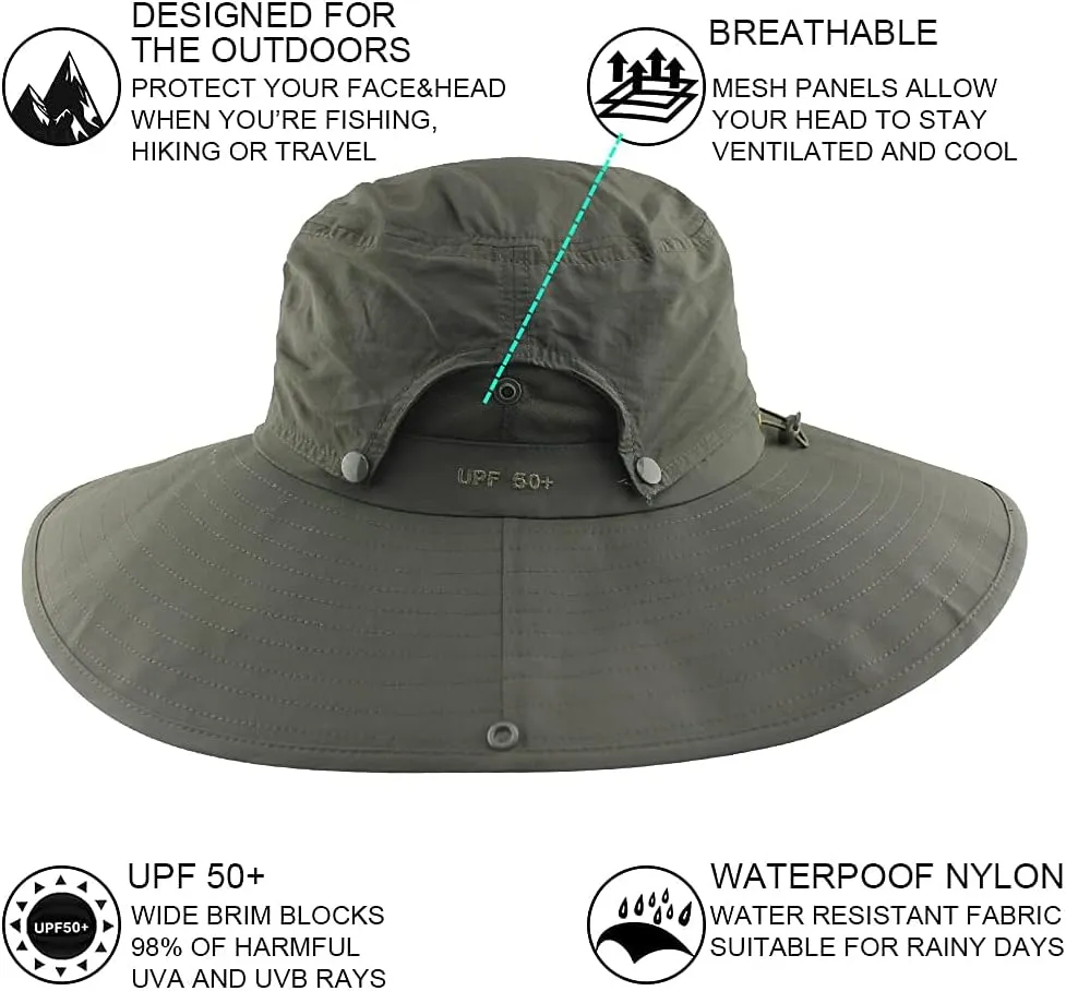 Cooltto Wide Brim Sun Hats with Waterproof Breathable for Fishing, Hiking, Camping，for Men Women Kids