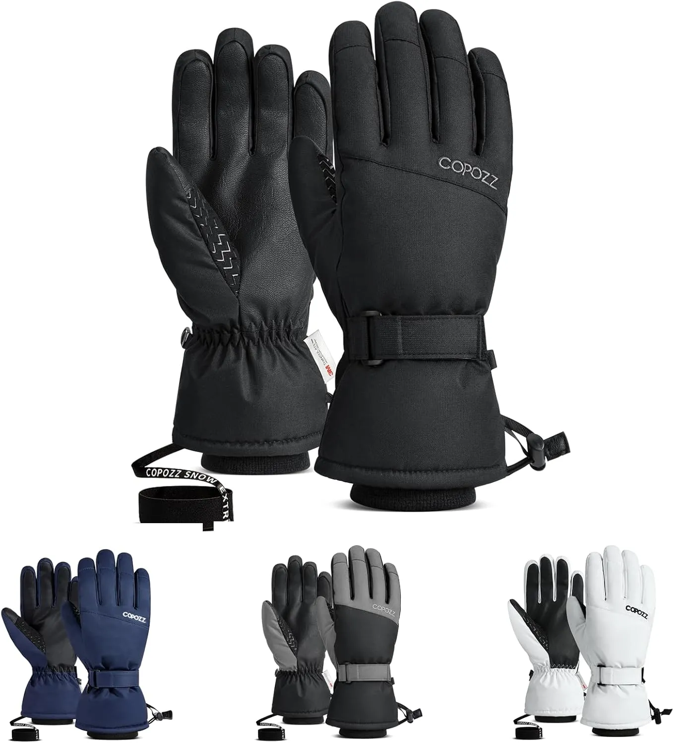 COPOZZ Ski Gloves for Men and Women - 3M Thinsulate Insulated Thermal Snow Gloves, Windproof, Breathable Winter Snowboard