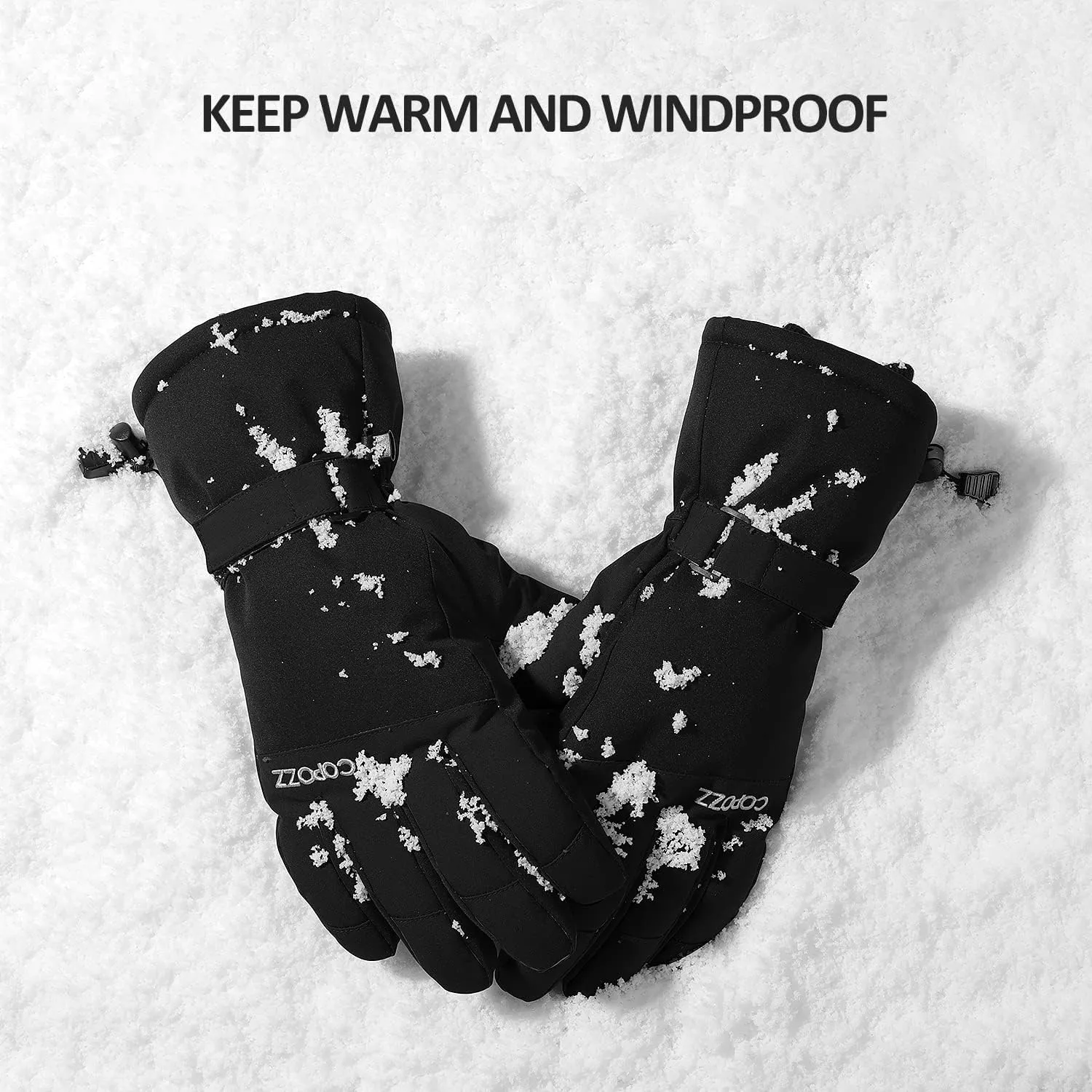 COPOZZ Ski Gloves for Men and Women - 3M Thinsulate Insulated Thermal Snow Gloves, Windproof, Breathable Winter Snowboard