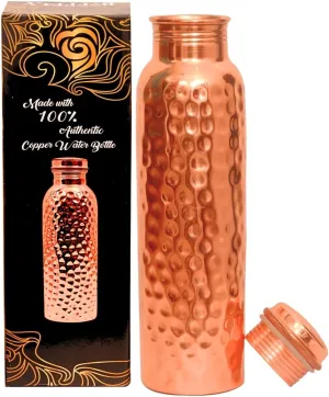 Copper Water Bottle - 34oz - Handcrafted Ayurvedic 100% Pure Copper Water Bottle for Drinking |Men & Women| Leak-Proof Lid BPA Free Non-Insulated & Eco Friendly with Premium Quality for Sport & Travel