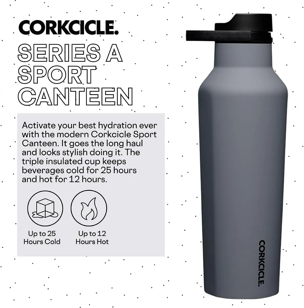 Corkcicle Sport Canteen Insulated Tumbler, Hammerhead, 20 oz – Reusable Water Bottle Keeps Beverages Cold for 25 Hours & Hot 12 Hours – Cupholder Friendly Tumbler with Screw-On Cap