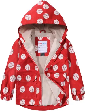 COSLAND Toddler Boys Girls Rain Jacket Waterproof Hooded Raincoat, 2-5T