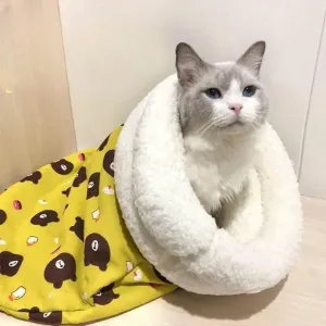 Cozy Cat Winter Sleeping Bag - Thick Warm Bedding for Cats