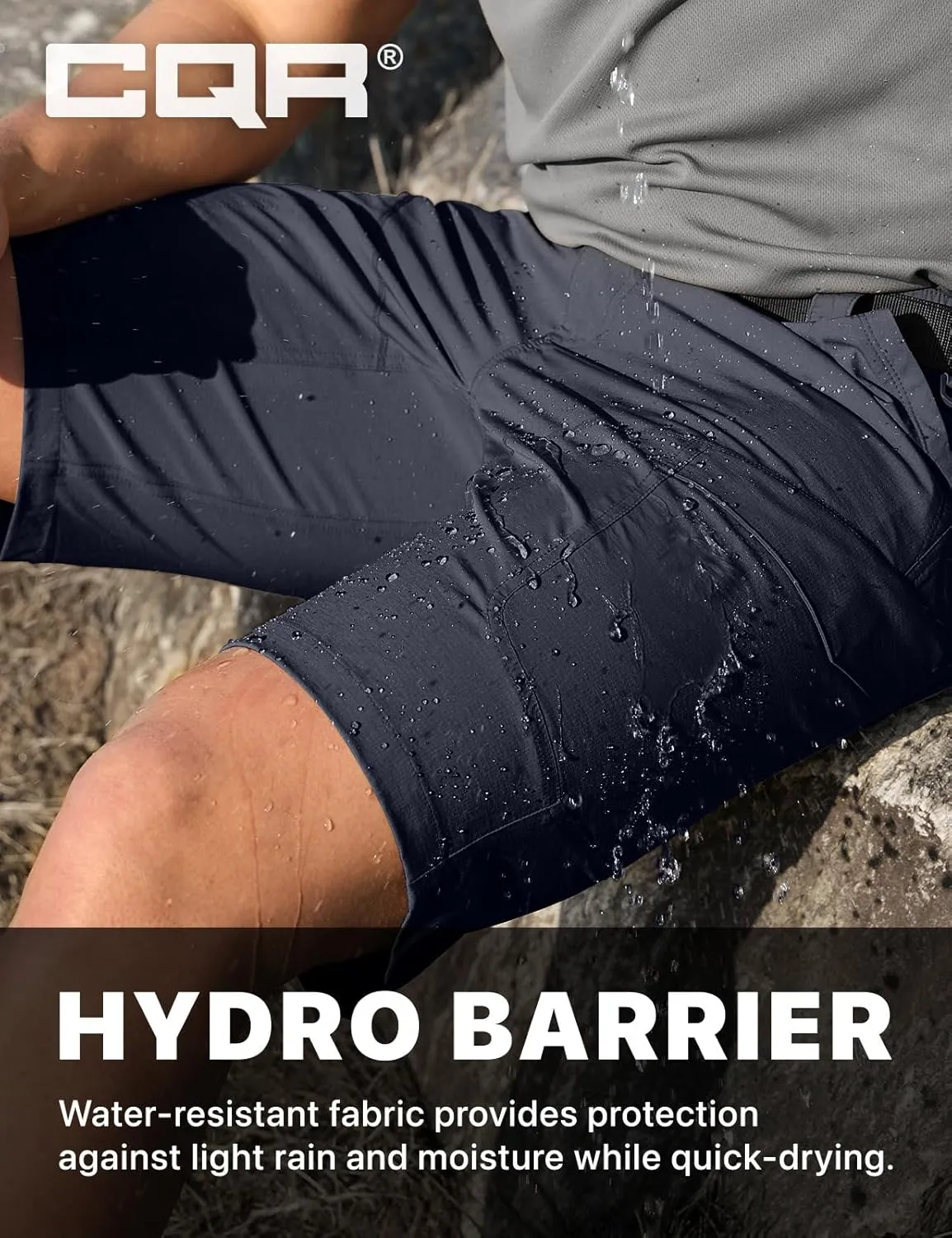CQR Men's Hiking Cargo Shorts, Quick Dry Stretch Tactical Outdoor Shorts, Lightweight Camping Golf Shorts with Multi Pockets