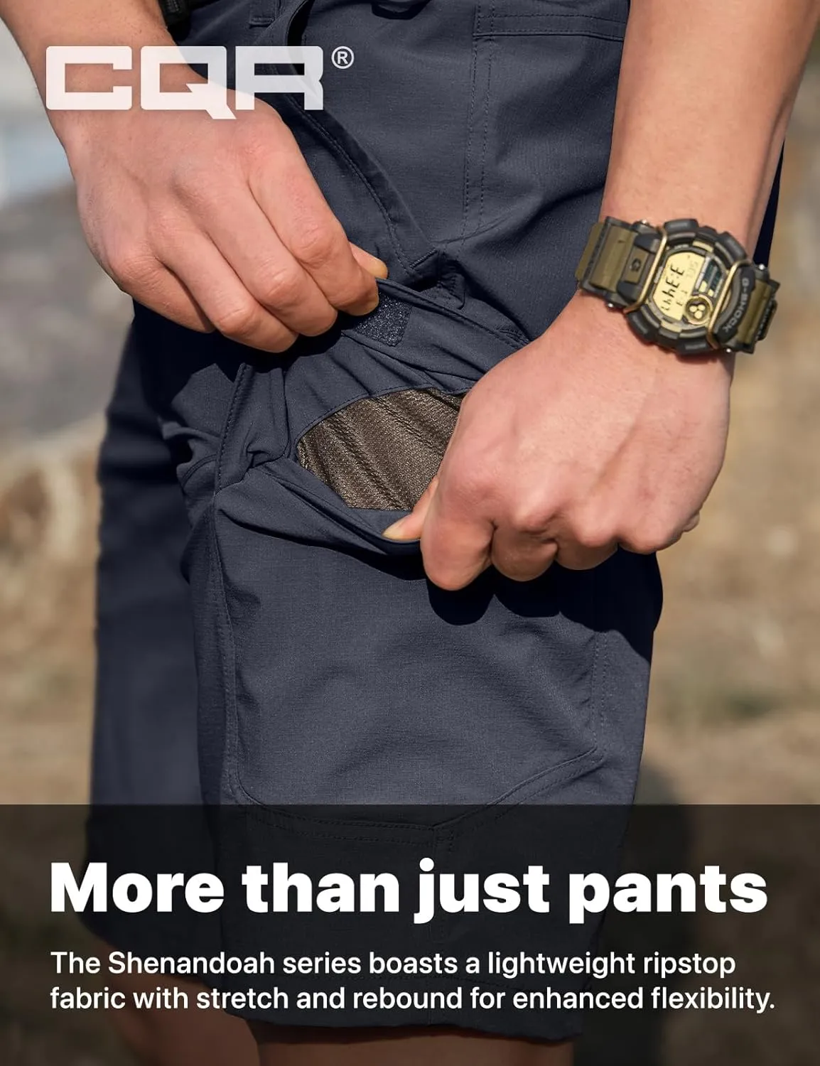 CQR Men's Hiking Cargo Shorts, Quick Dry Stretch Tactical Outdoor Shorts, Lightweight Camping Golf Shorts with Multi Pockets