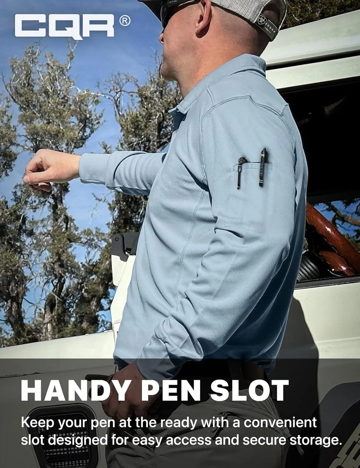 CQR Men's Polo Shirt, Long Sleeve Tactical Shirts, Outdoor UPF 50  Pique Shirt, Dry Fit Lightweight Golf Shirts