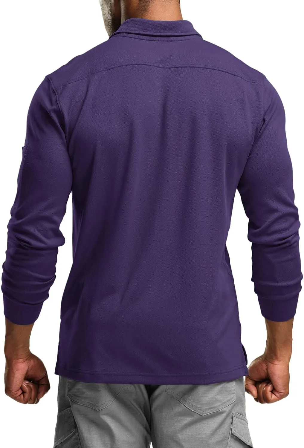 CQR Men's Polo Shirt, Long Sleeve Tactical Shirts, Outdoor UPF 50  Pique Shirt, Dry Fit Lightweight Golf Shirts