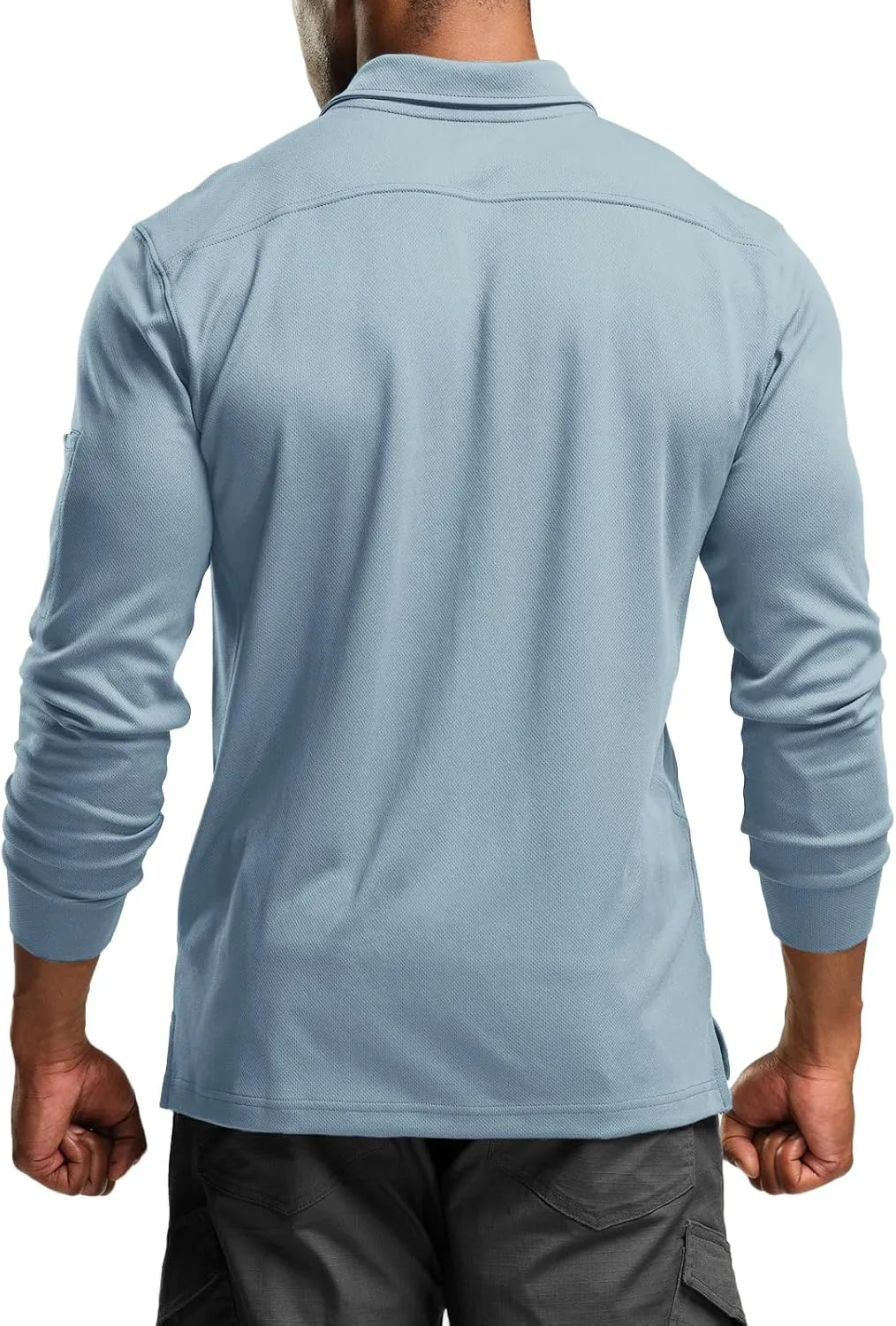 CQR Men's Polo Shirt, Long Sleeve Tactical Shirts, Outdoor UPF 50  Pique Shirt, Dry Fit Lightweight Golf Shirts