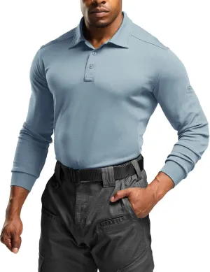 CQR Men's Polo Shirt, Long Sleeve Tactical Shirts, Outdoor UPF 50  Pique Shirt, Dry Fit Lightweight Golf Shirts