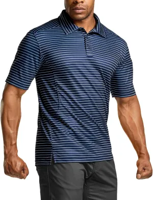 CQR Men's Polo Shirts, Tactical Short Sleeve Golf Performance Shirts, Lightweight Dry Fit UPF 50  Pique