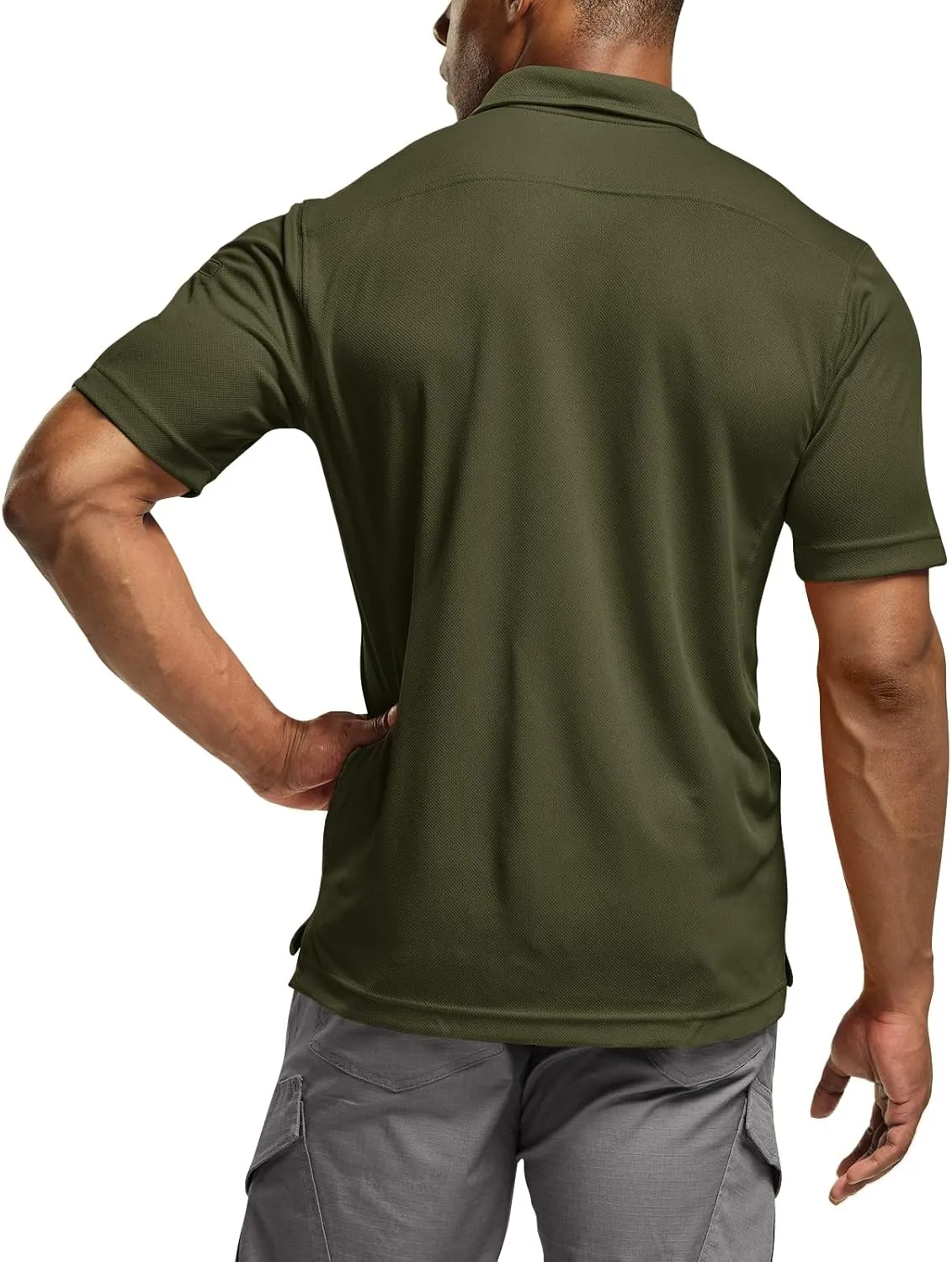 CQR Men's Polo Shirts, Tactical Short Sleeve Golf Performance Shirts, Lightweight Dry Fit UPF 50  Pique