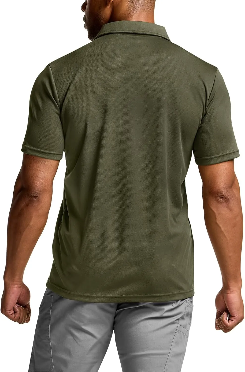 CQR Men's Polo Shirts, Tactical Short Sleeve Golf Performance Shirts, Lightweight Dry Fit UPF 50  Pique
