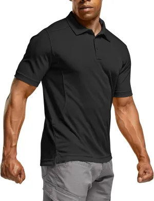 CQR Men's Polo Shirts, Tactical Short Sleeve Golf Performance Shirts, Lightweight Dry Fit UPF 50  Pique