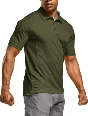 CQR Men's Polo Shirts, Tactical Short Sleeve Golf Performance Shirts, Lightweight Dry Fit UPF 50  Pique