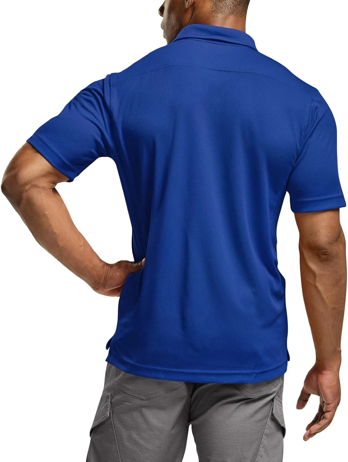 CQR Men's Polo Shirts, Tactical Short Sleeve Golf Performance Shirts, Lightweight Dry Fit UPF 50  Pique