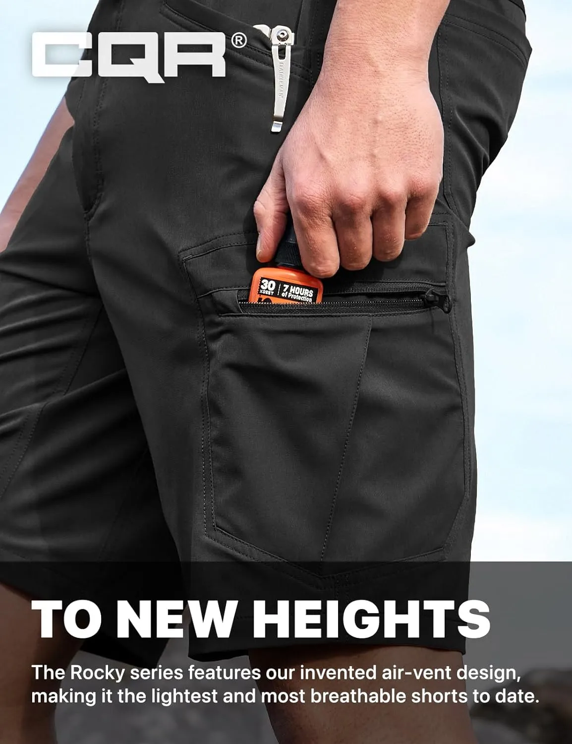 CQR Men's Quick Dry Stretch Hiking Cargo Shorts, Lightweight Water Resistant Tactical Casual, Golf & Outdoor with Pockets
