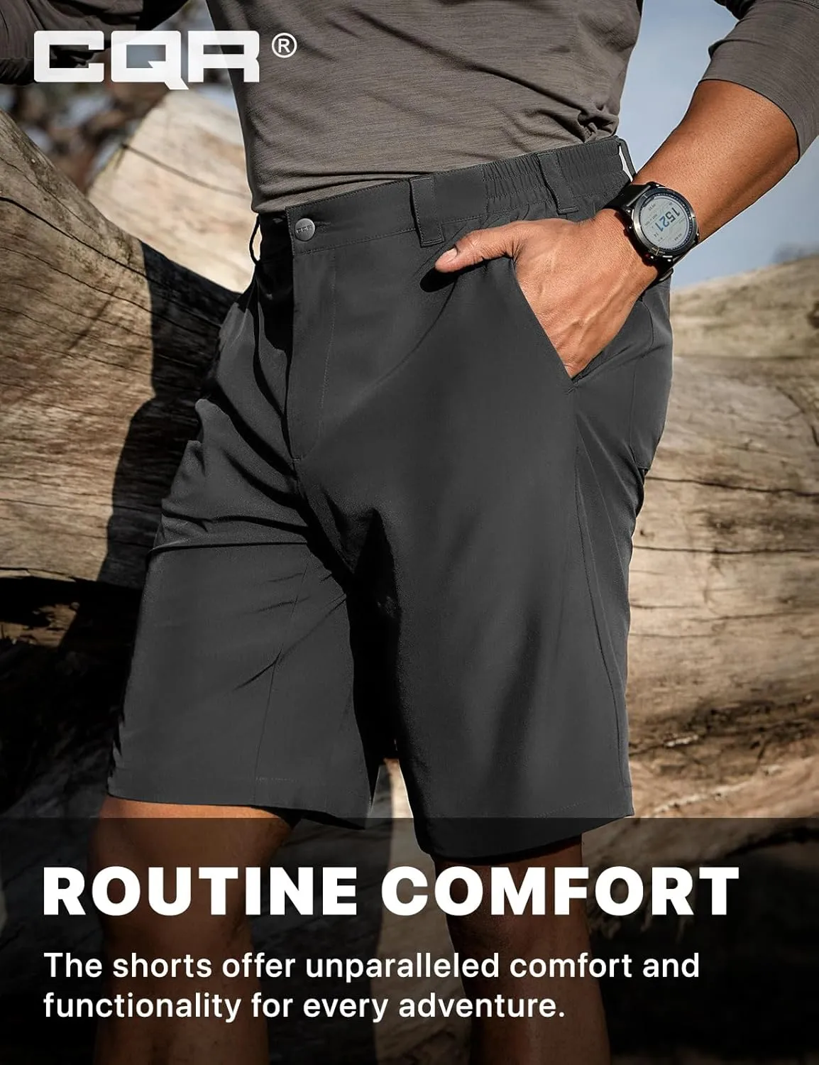 CQR Men’s Quick-Dry Stretch Hiking Cargo Shorts – Lightweight Water-Resistant Tactical Casual, Golf & Outdoor with Pockets