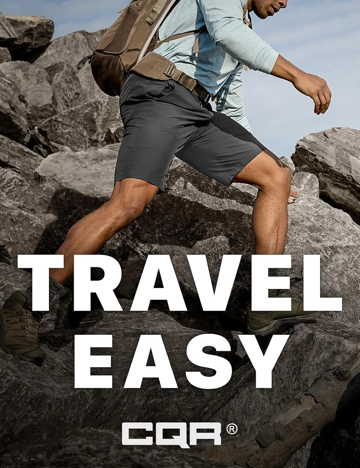 CQR Men’s Quick-Dry Stretch Hiking Cargo Shorts – Lightweight Water-Resistant Tactical Casual, Golf & Outdoor with Pockets