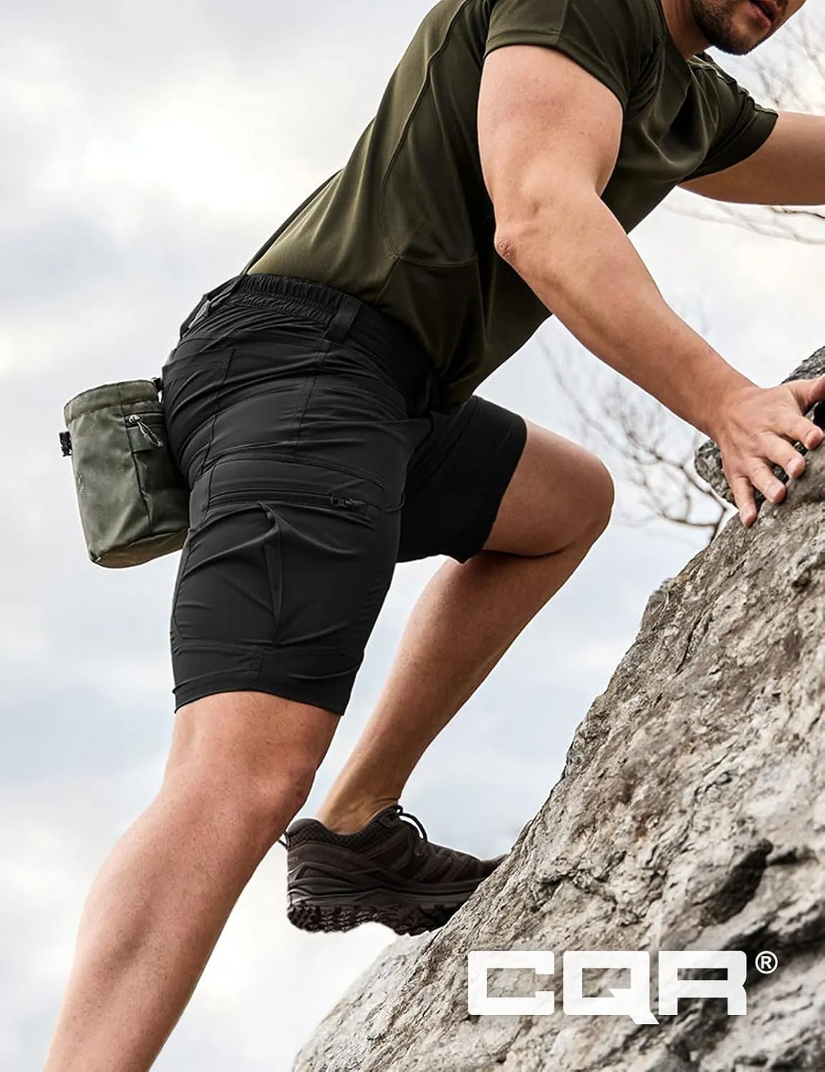 CQR Men's Quick Dry Stretch Hiking Cargo Shorts, Lightweight Water Resistant Tactical Casual, Golf & Outdoor with Pockets