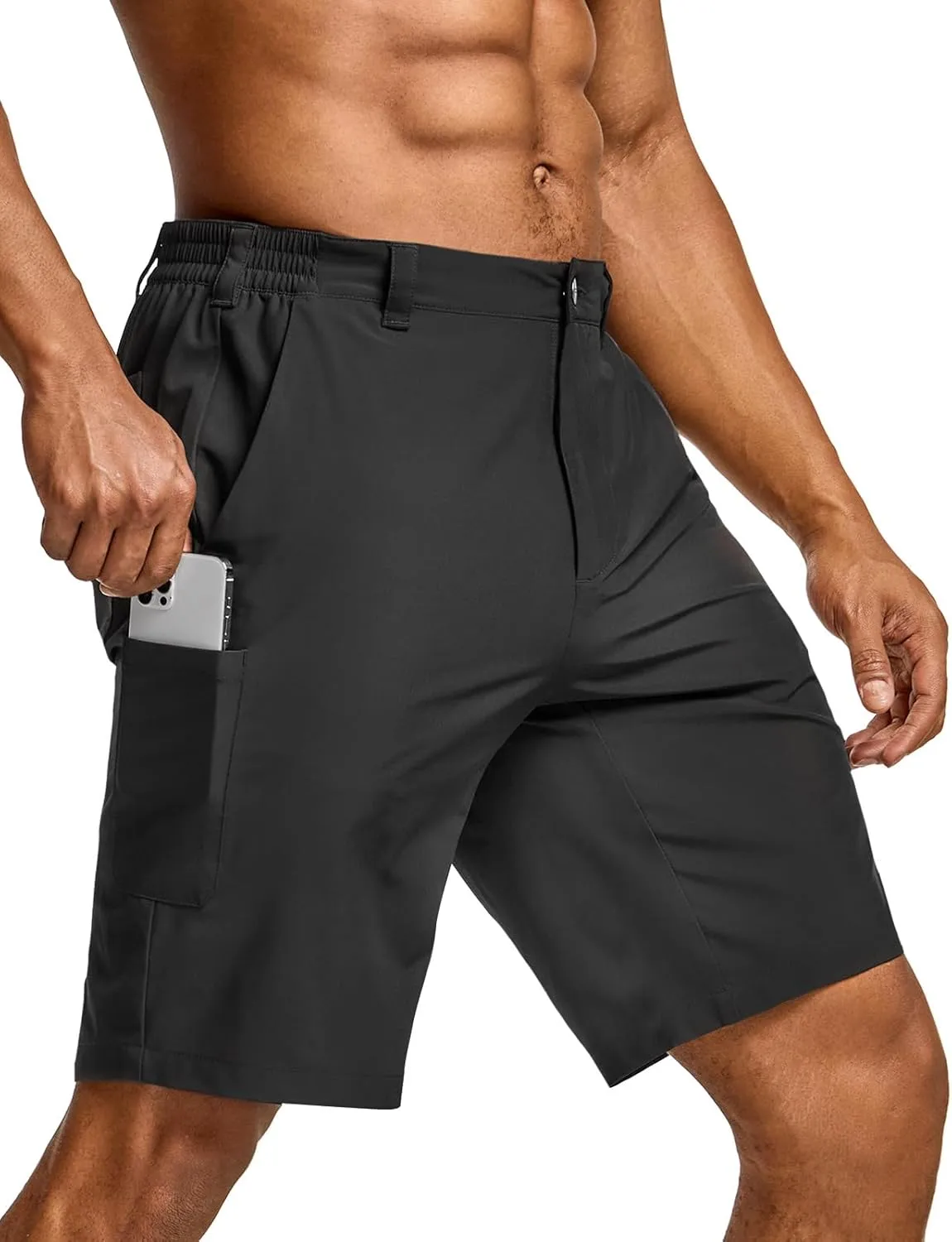 CQR Men’s Quick-Dry Stretch Hiking Cargo Shorts – Lightweight Water-Resistant Tactical Casual, Golf & Outdoor with Pockets