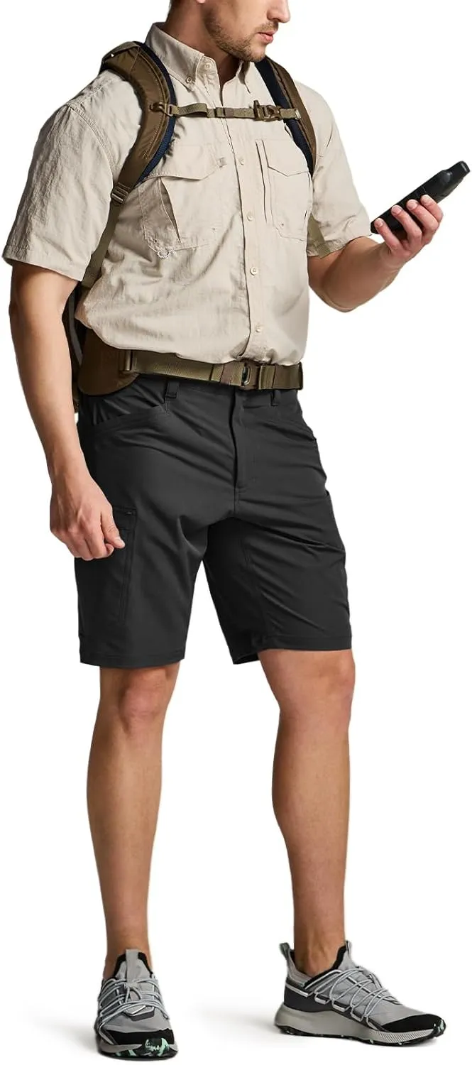 CQR Men's Quick Dry Stretch Hiking Cargo Shorts, Lightweight Water Resistant Tactical Casual, Golf & Outdoor with Pockets