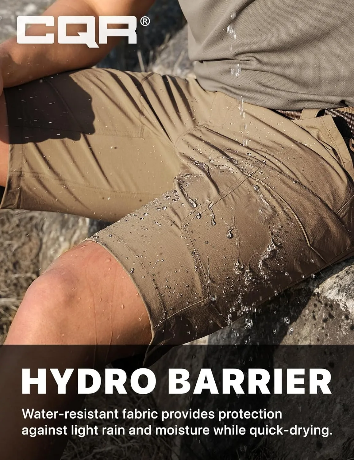 CQR Men's Quick Dry Stretch Hiking Cargo Shorts, Lightweight Water Resistant Tactical Casual, Golf & Outdoor with Pockets