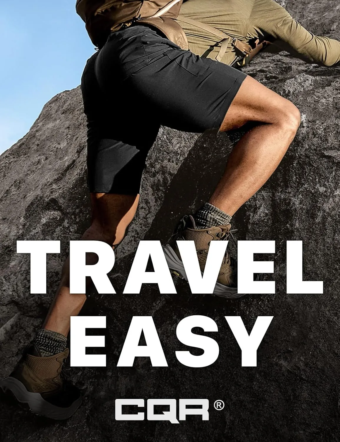 CQR Men’s Quick-Dry Stretch Hiking Cargo Shorts – Lightweight Water-Resistant Tactical Casual, Golf & Outdoor with Pockets