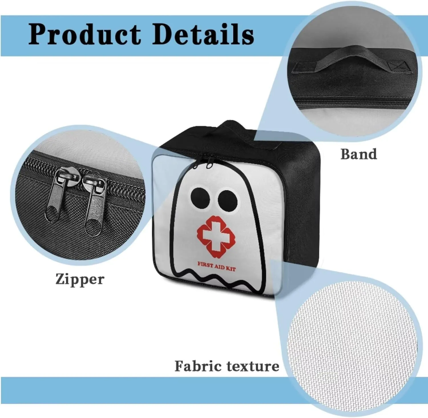 Creative Cute Ghost Print Home-Car-Dorm-First Aid Kit-Travel Essentials-Empty Bag,Medical Storage Bag,Medicine Organizer,Ideal for Hiking-Camping-Hunting, Emergency Survival (Bag Only)