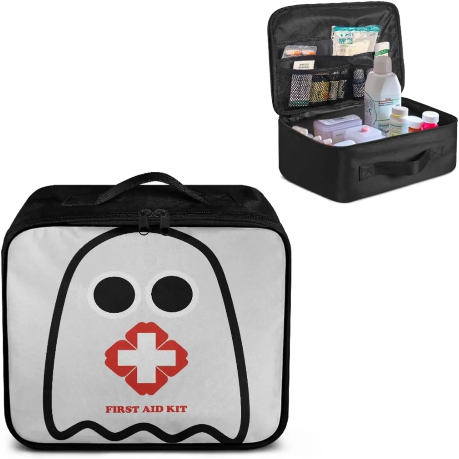 Creative Cute Ghost Print Home-Car-Dorm-First Aid Kit-Travel Essentials-Empty Bag,Medical Storage Bag,Medicine Organizer,Ideal for Hiking-Camping-Hunting, Emergency Survival (Bag Only)