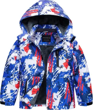 CREATMO US Boy's Waterproof Ski Jacket Warm Winter Snow Coat Windproof Snowboarding Rain Jacket