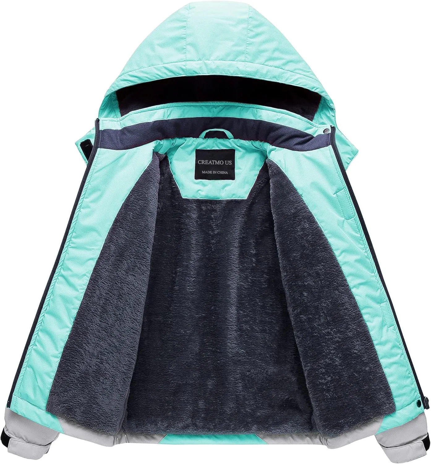 CREATMO US Girl's Waterproof Ski Jacket Warm Winter Snow Coat Windproof Snowboarding Rain Jacket