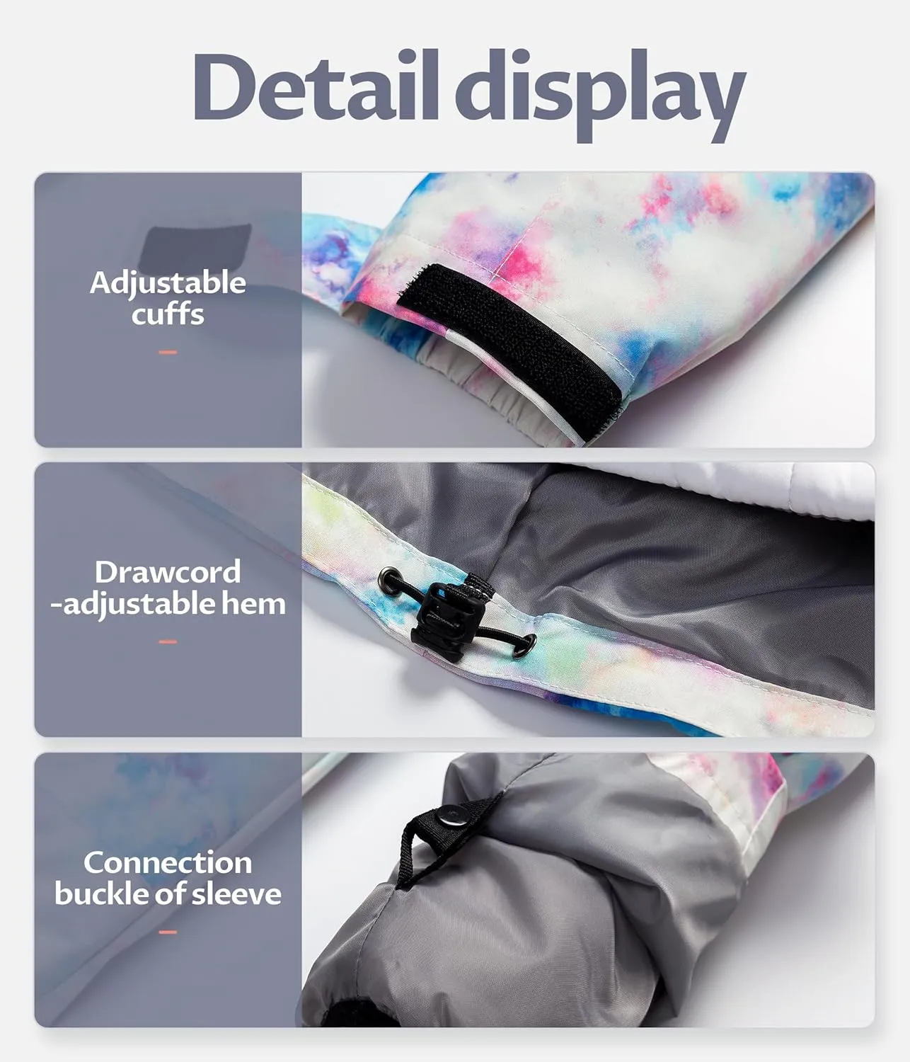 CREATMO US Women's 3 In 1 Waterproof Ski Jacket Windproof Snowboarding Jacket Warm Winter Snow Coat Raincoat