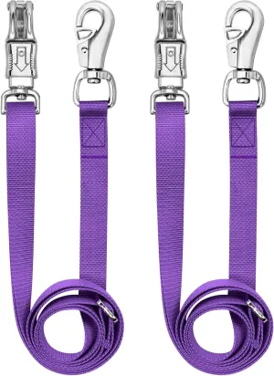 Cross Ties for Trailers, Heavy Duty Nylon with Strong Panic Snap and Bull Snap, Adjustable Length 45.2" to 78.7", Professional Horse Supplies (Purple)