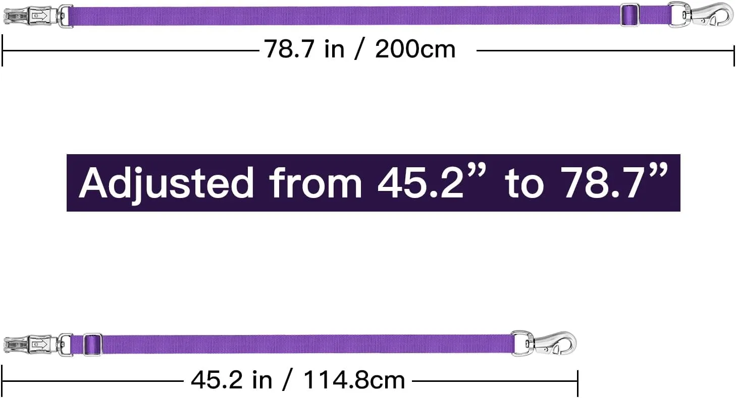 Cross Ties for Trailers, Heavy Duty Nylon with Strong Panic Snap and Bull Snap, Adjustable Length 45.2" to 78.7", Professional Horse Supplies (Purple)